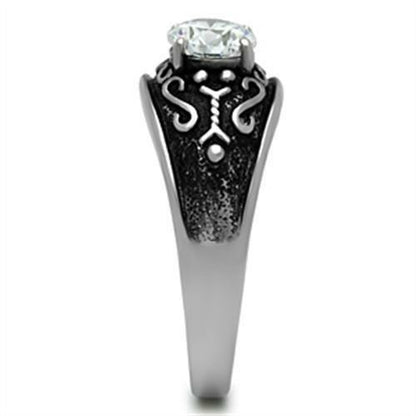 TK373 - High polished (no plating) Stainless Steel Ring with AAA Grade